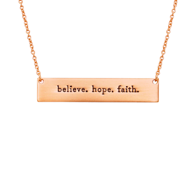 Believe, Hope, Faith Bar Necklace